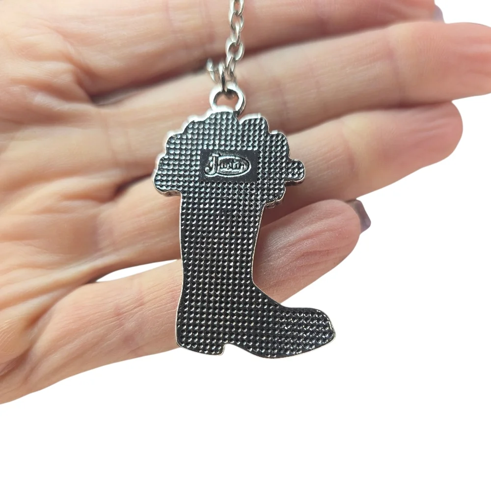 Justin Boots Silver And Rose Toned Cowgirl‎ Boot Pendant Necklace